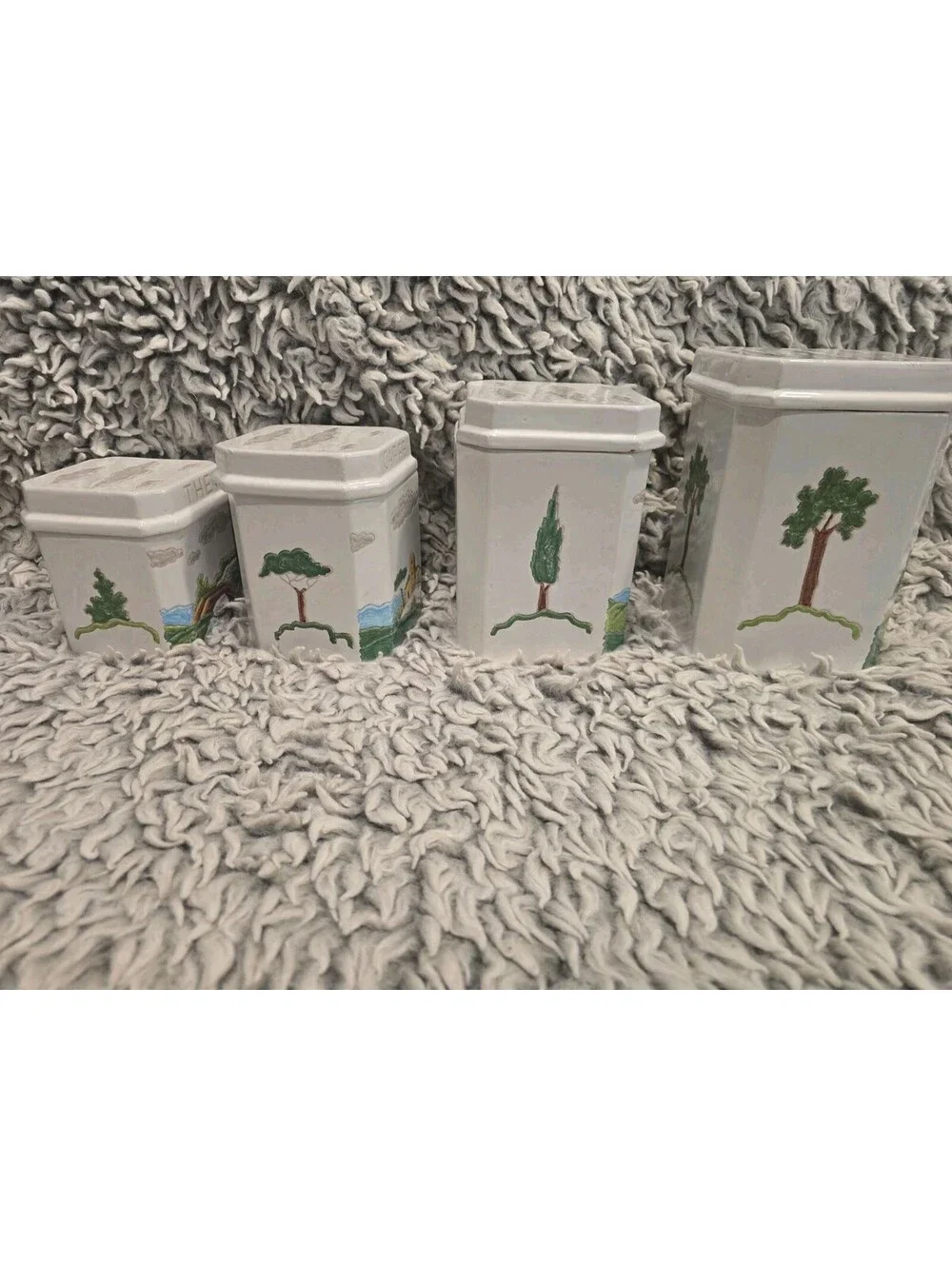 Italian Pottery Canister Set of 4 Hand Painted Tuscan